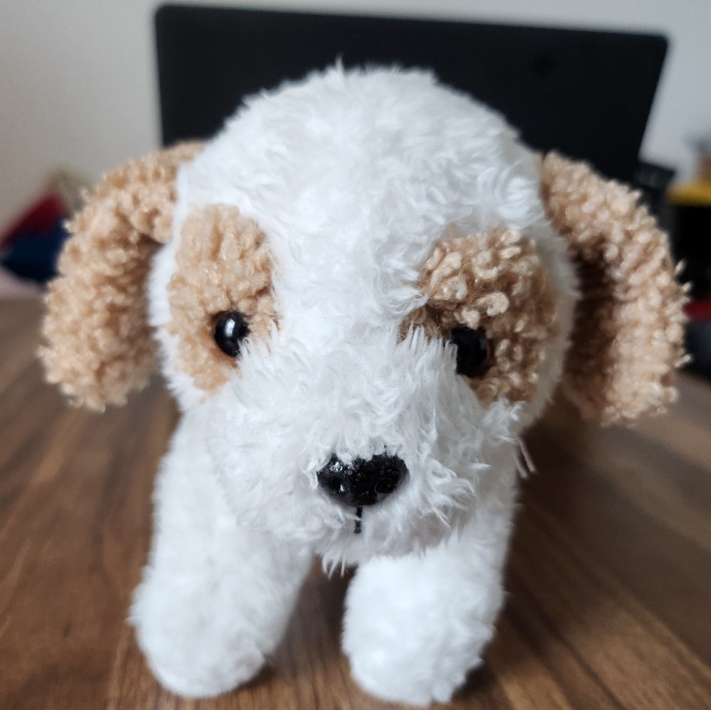 Plush Dog Toy - White and Brown